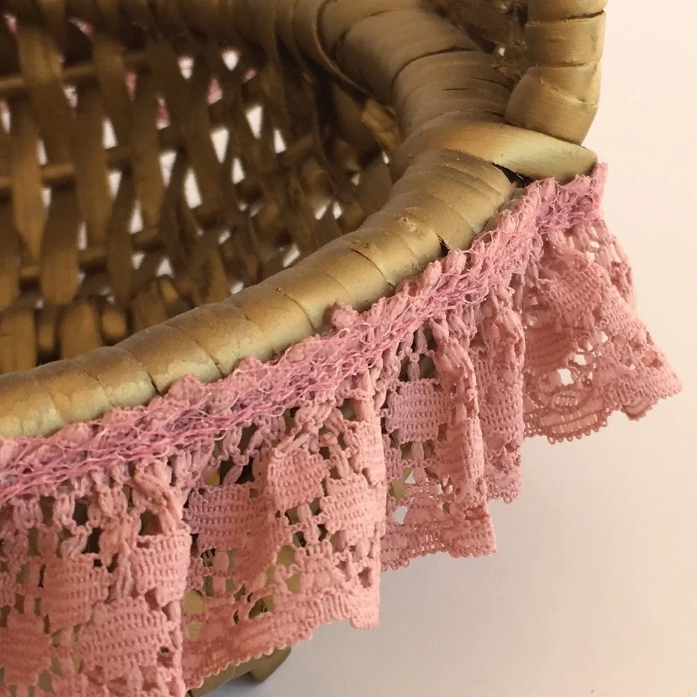 Small Lace-trimmed Wicker Basket